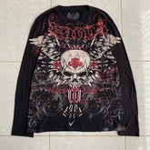 Hearujoy Affliction Long sleeved T shirt Y2K Fashion New Round Neck Oversized T shirt Mens Womens Casual Tops Streetwear Gothic Clothing